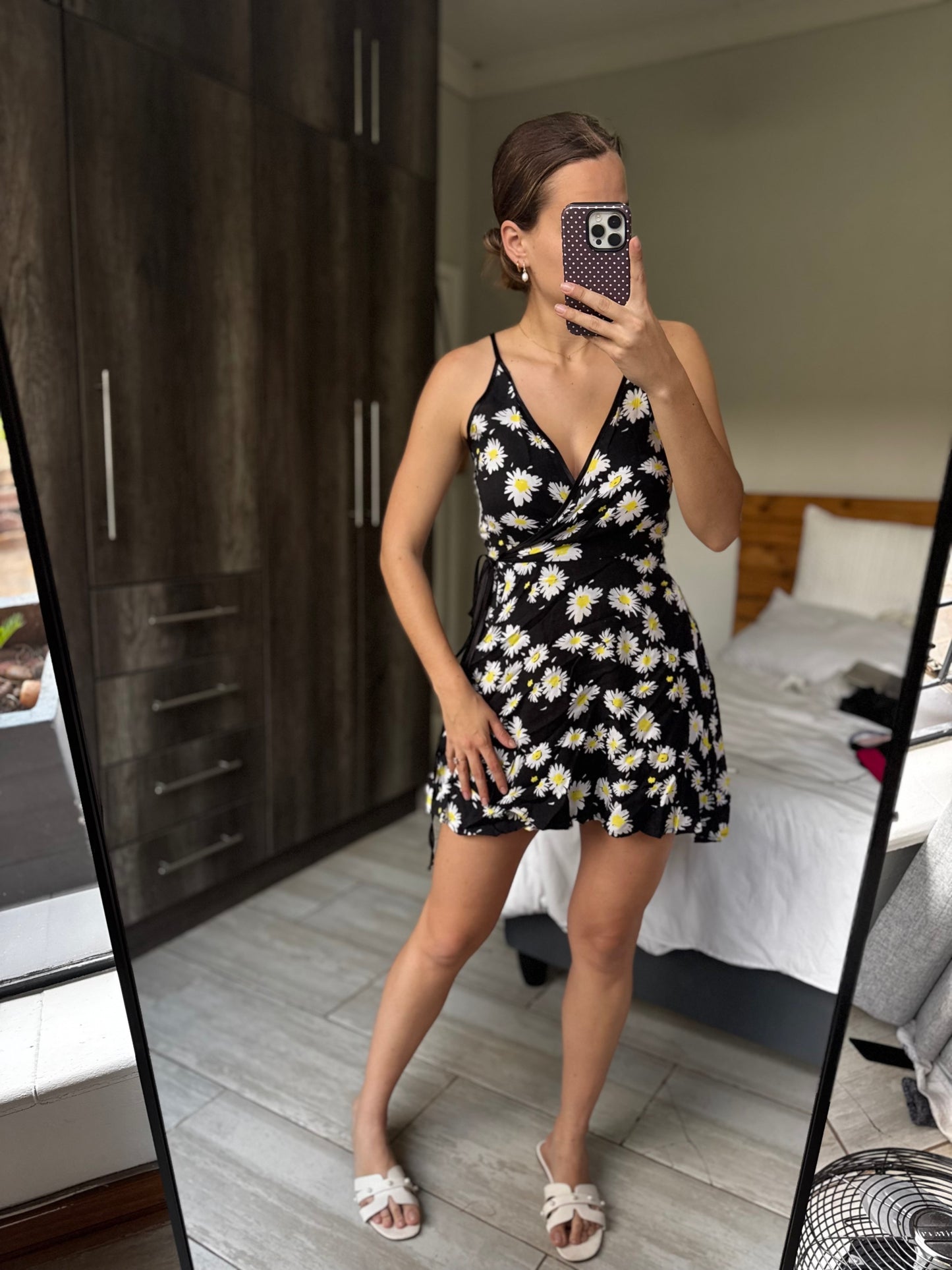 Black floral wrap dress (R)