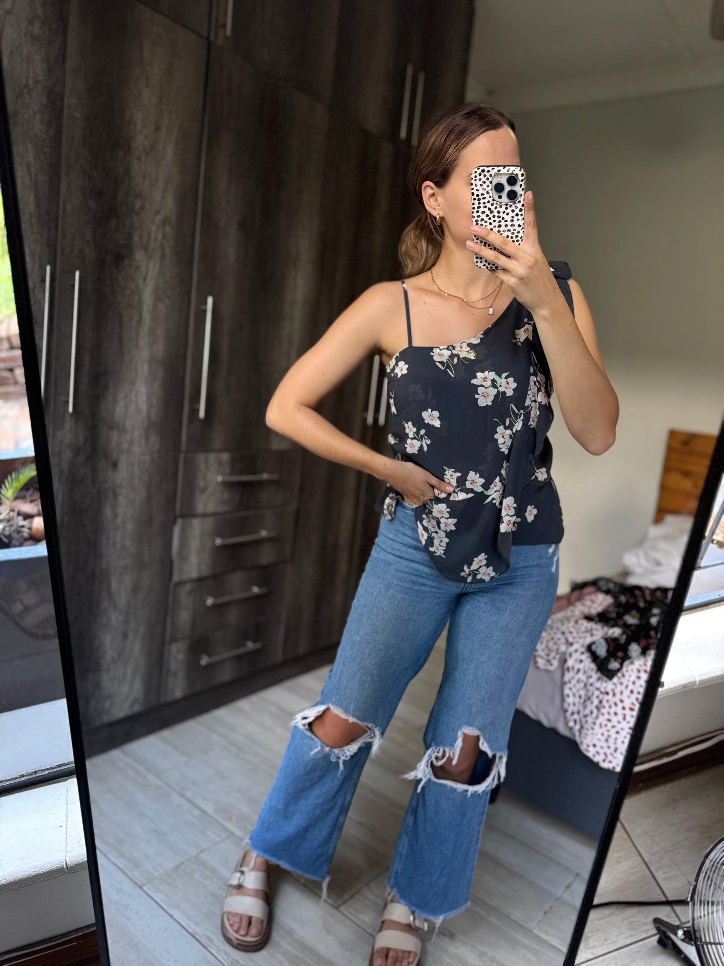 Grey floral top (W)