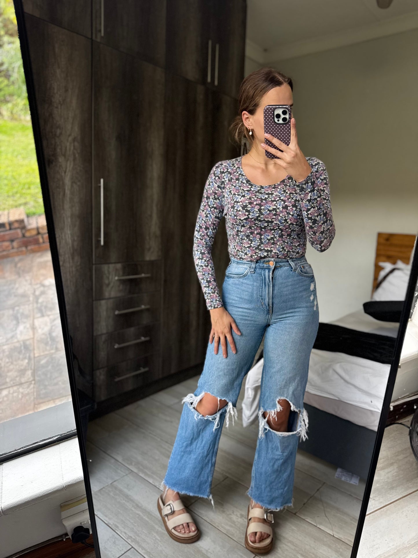 Floral long sleeve top (L)
