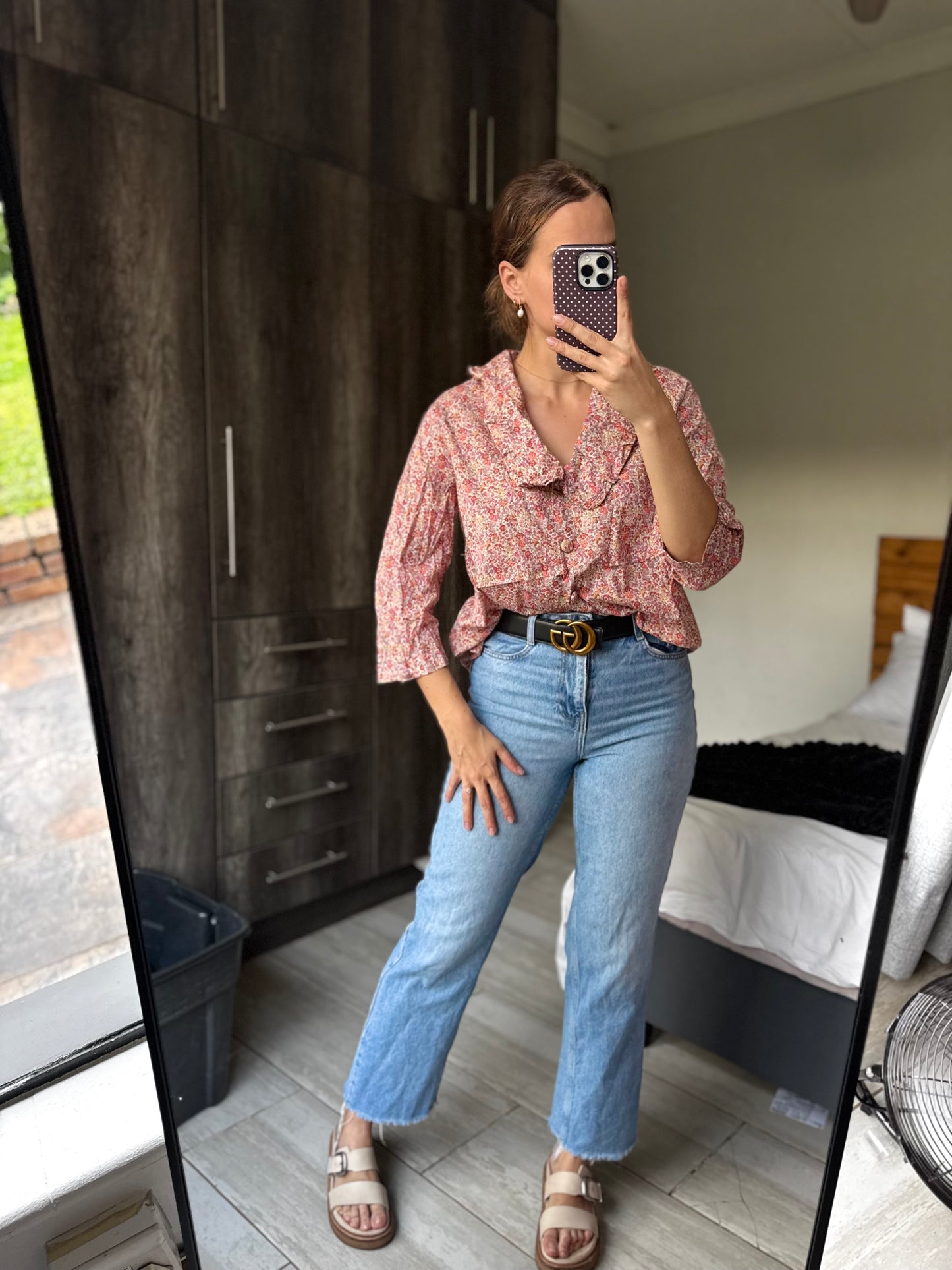 Floral button down top (W)