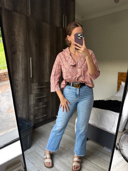 Floral button down top (W)