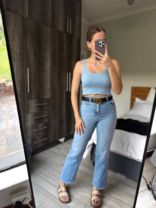 Blue ribbed top (W)