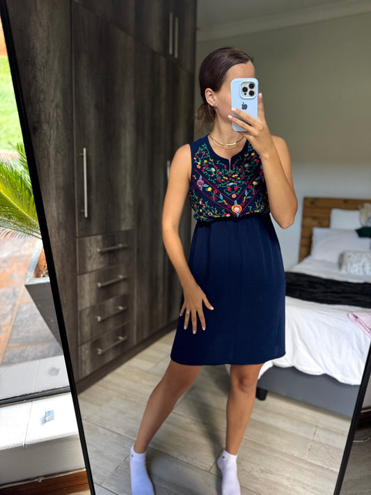 Navy floral dress (X)