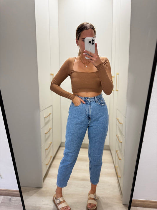 Cotton on brown ribbed top (P)