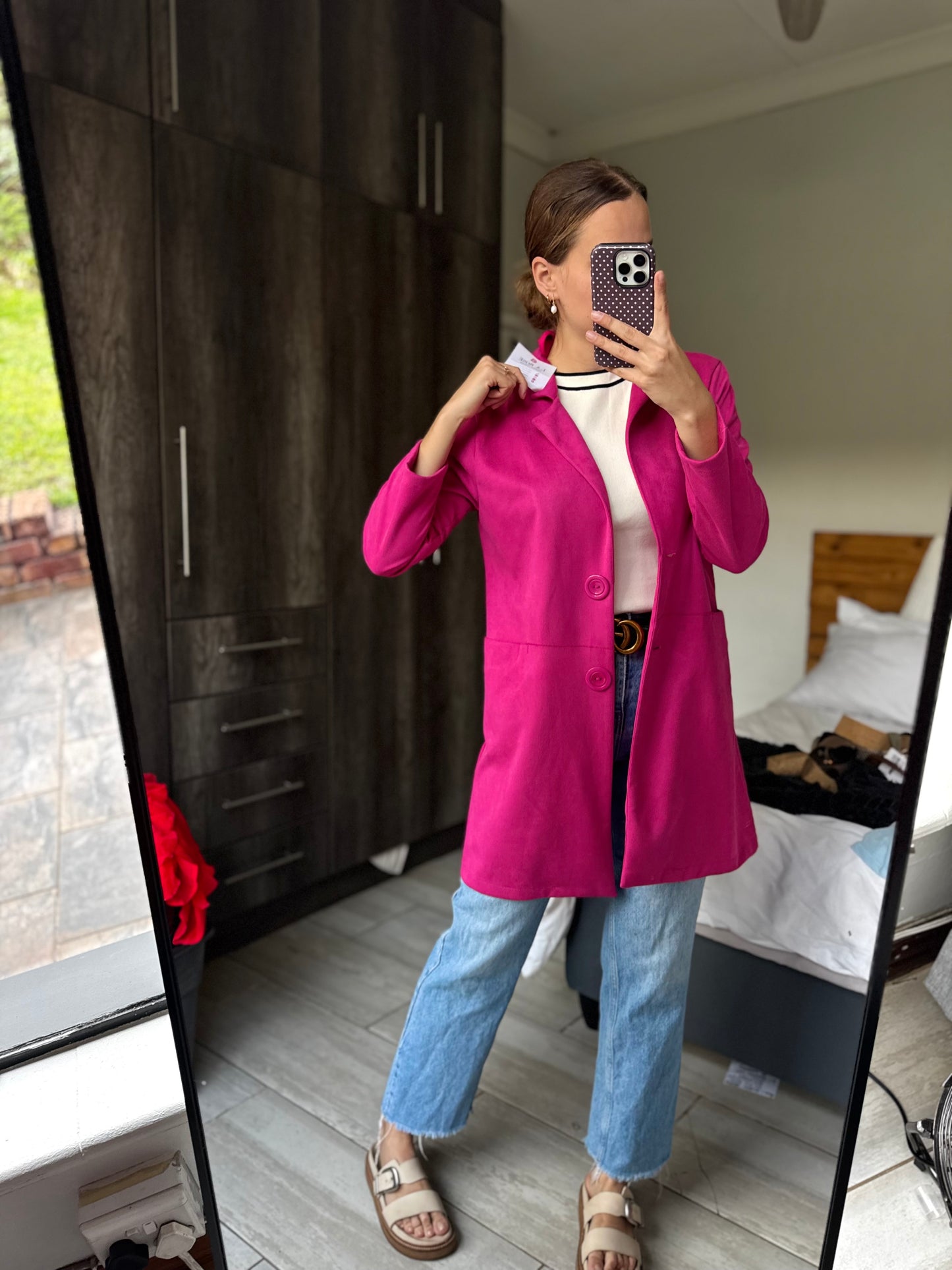 Brand New pink suede coat (T)