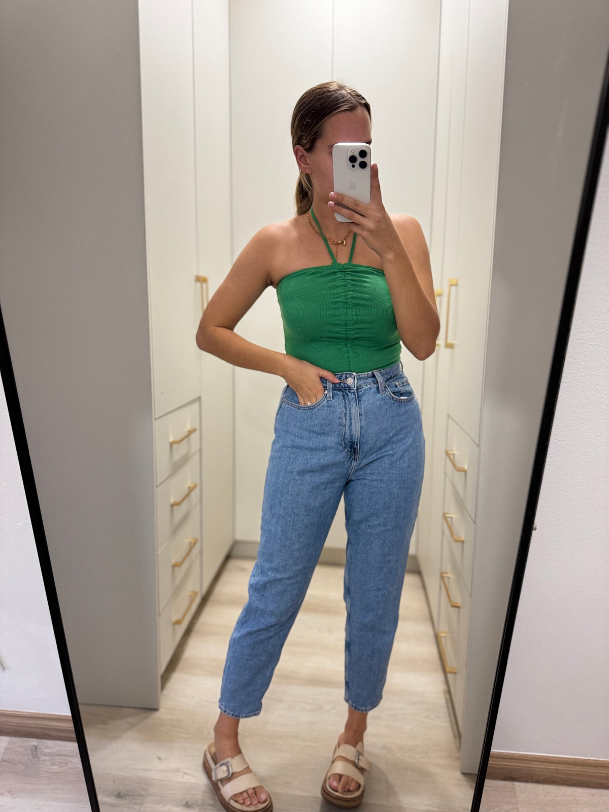 Green ribbed top (P)