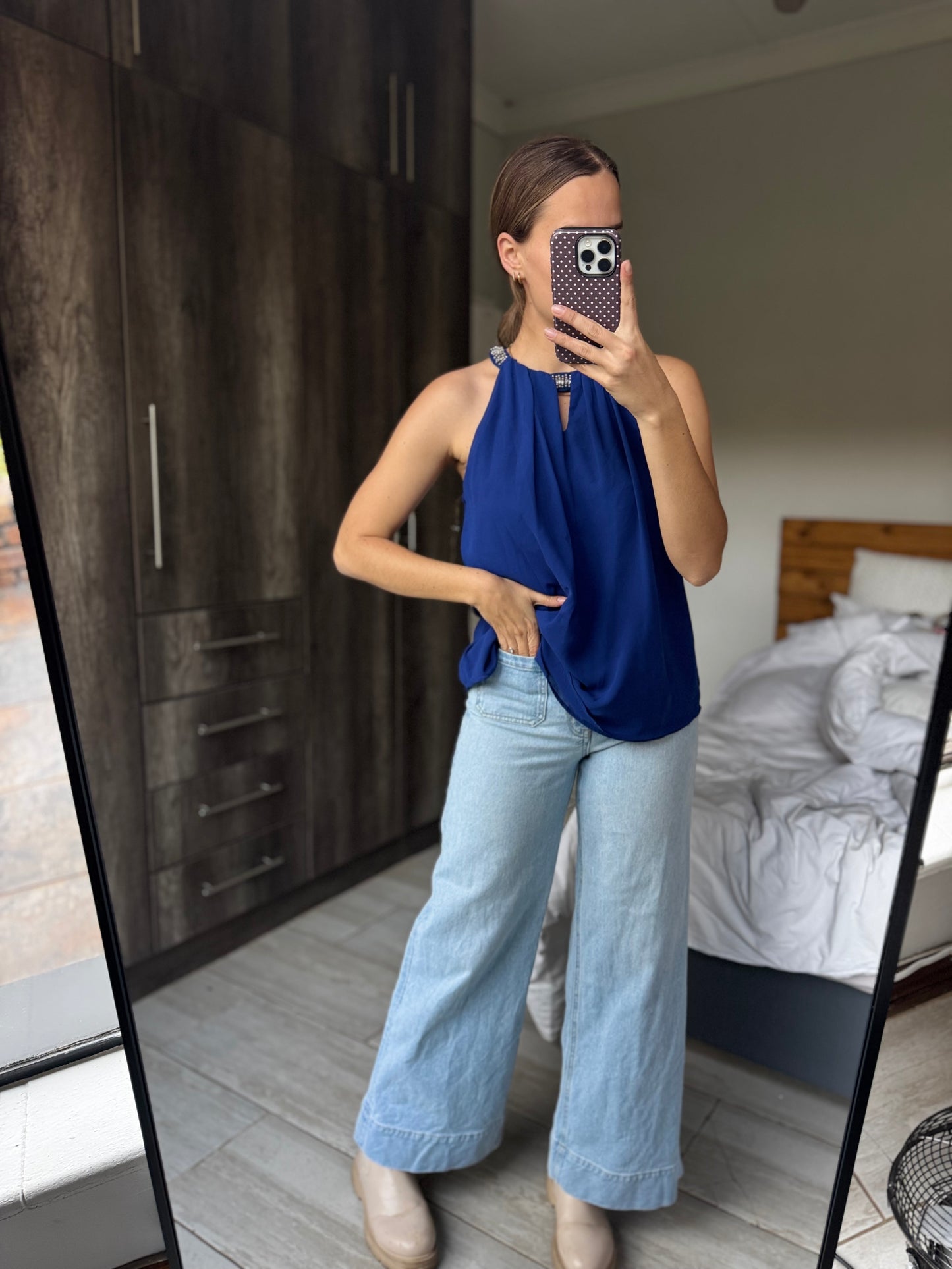 Blue sheer top (M)