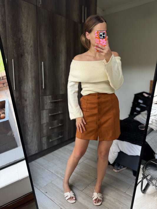 Woolworths brown suede skirt (K)