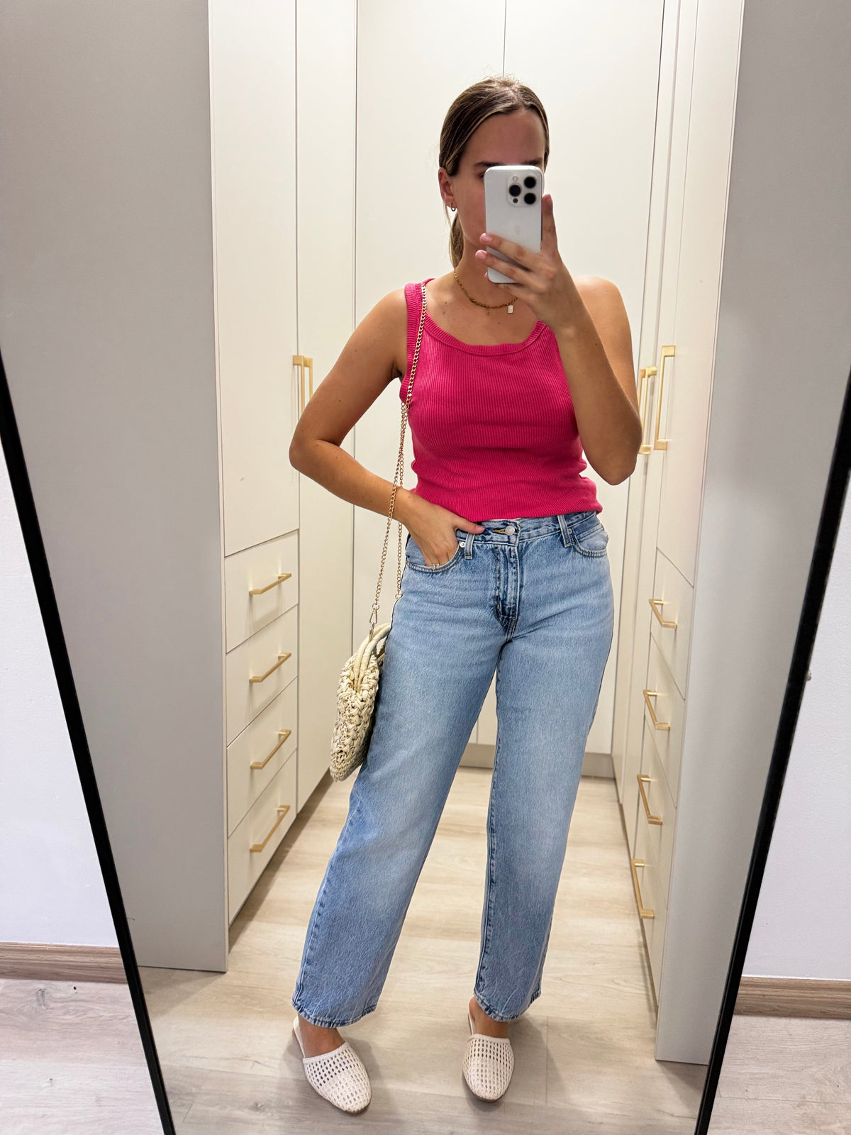 Old Khaki pink ribbed tank (R)