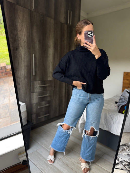 Woolworths black turtle neck sweater (B)