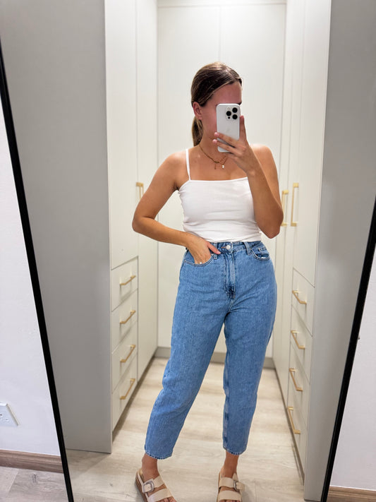Cotton on white ribbed top (P)