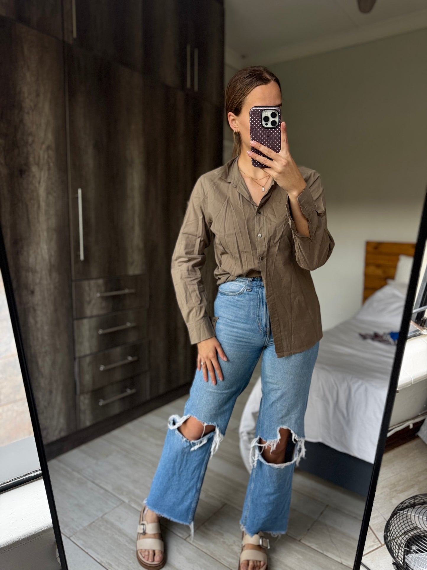 Woolworths brown button down (X2)