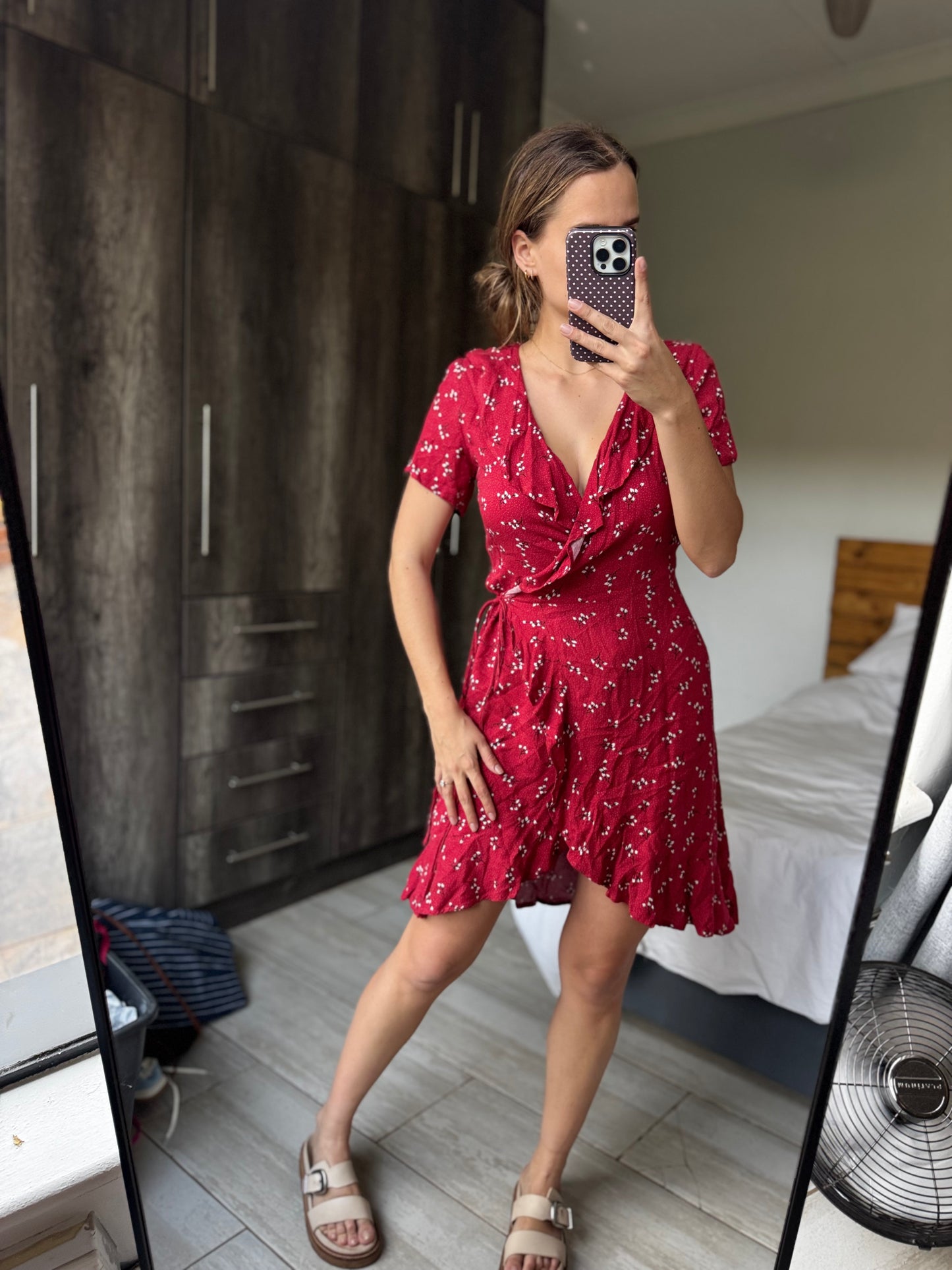 Refinery red floral wrap dress (AA)