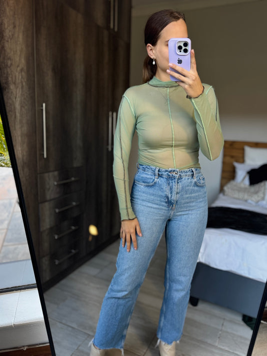 Green sheer top (JJJ)
