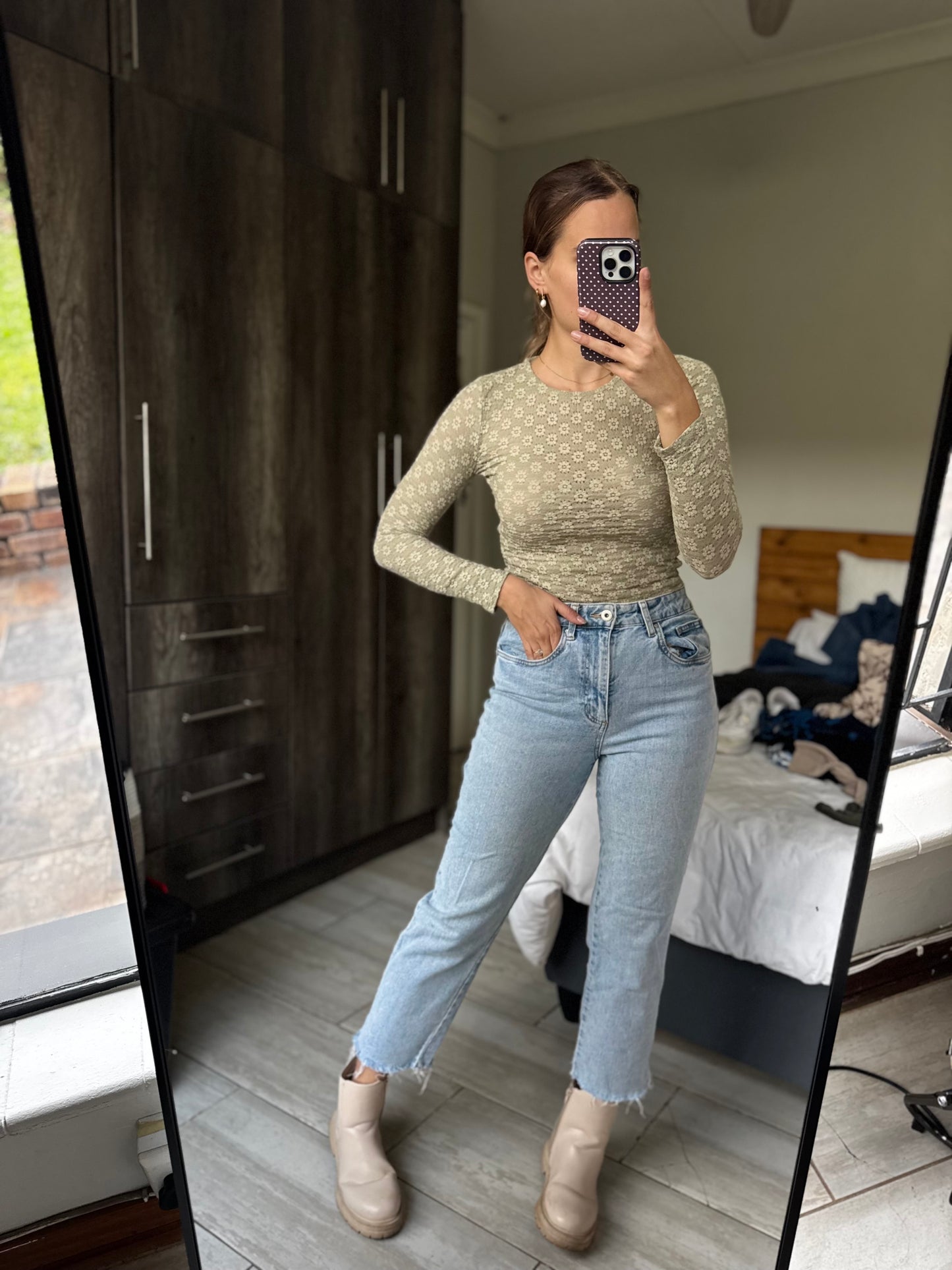 Cotton on green floral top (BB)