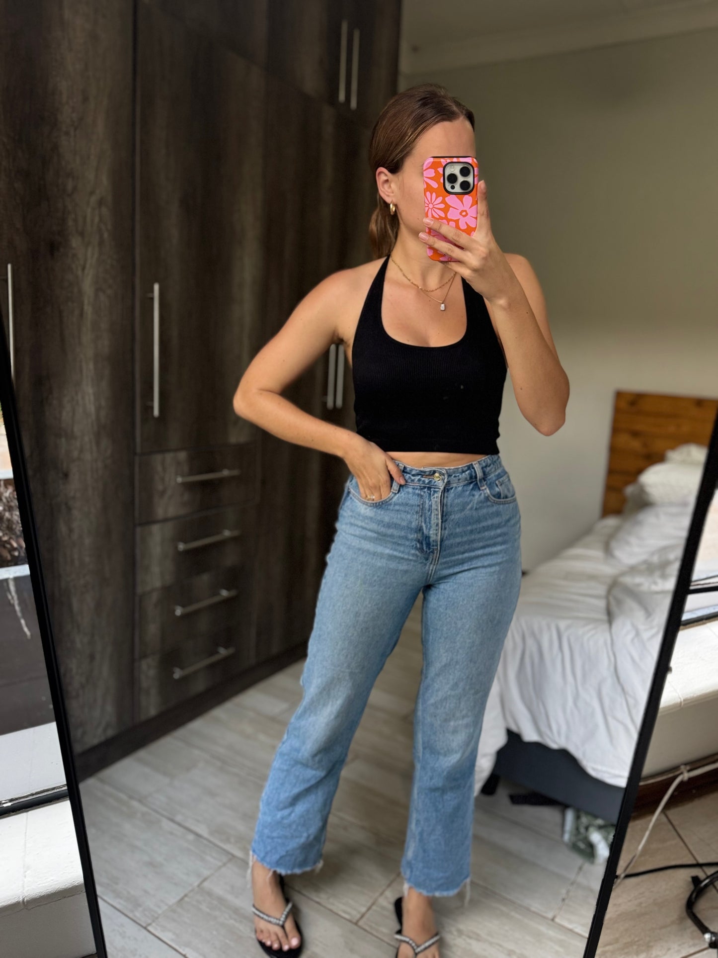 Cotton on ribbed halter neck top (P)