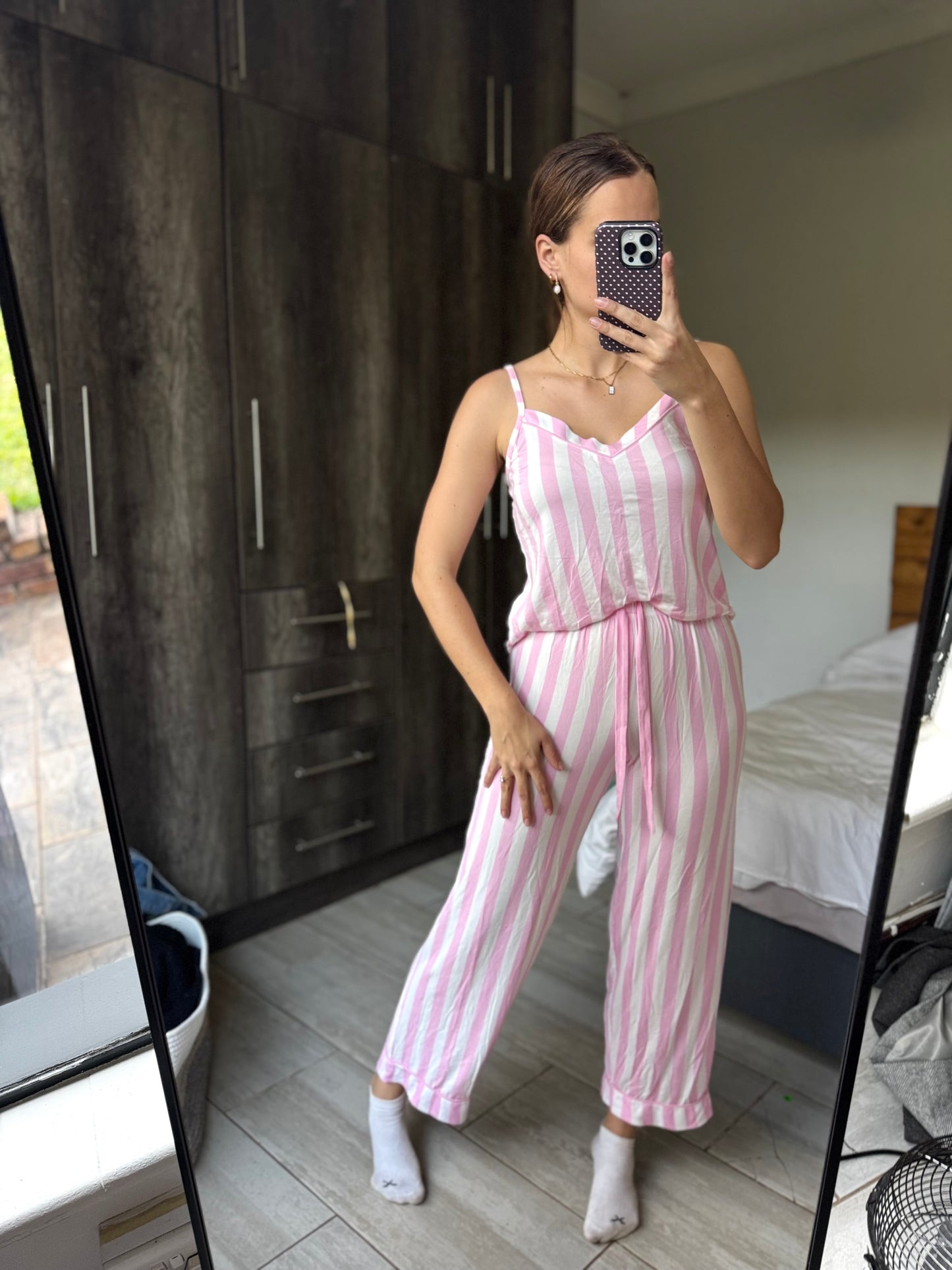 Super soft pink striped pj set (HH)