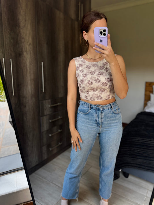 Brown floral top (F)