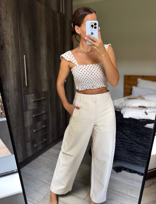 Brand New viral Uniqlo cream barrel pants (HH)