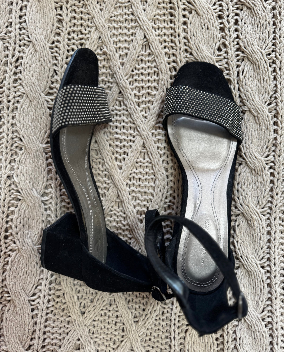 Woolworths black glitter heels (X1)