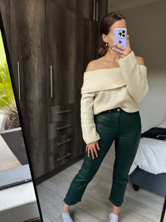 Woolworths green leather pants (MM)