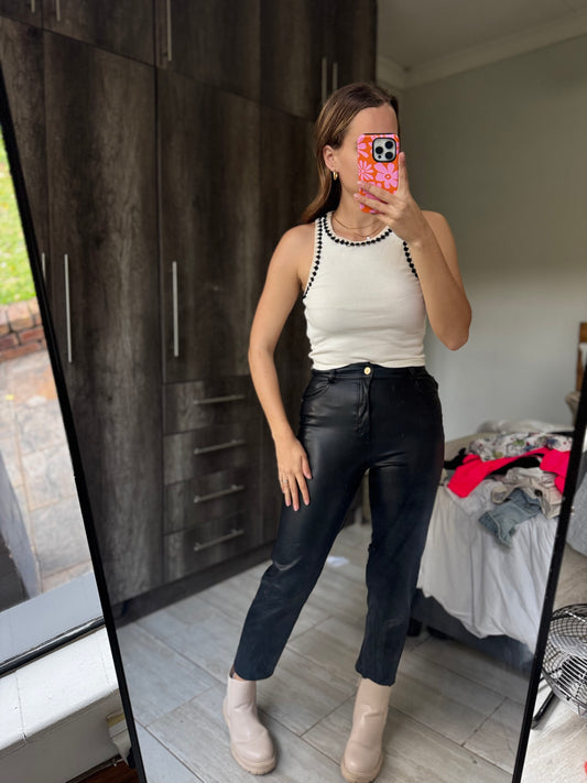 ZARA black leather pants (G)