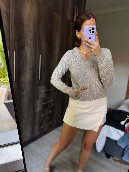 Grey knitted hoodie (KK)