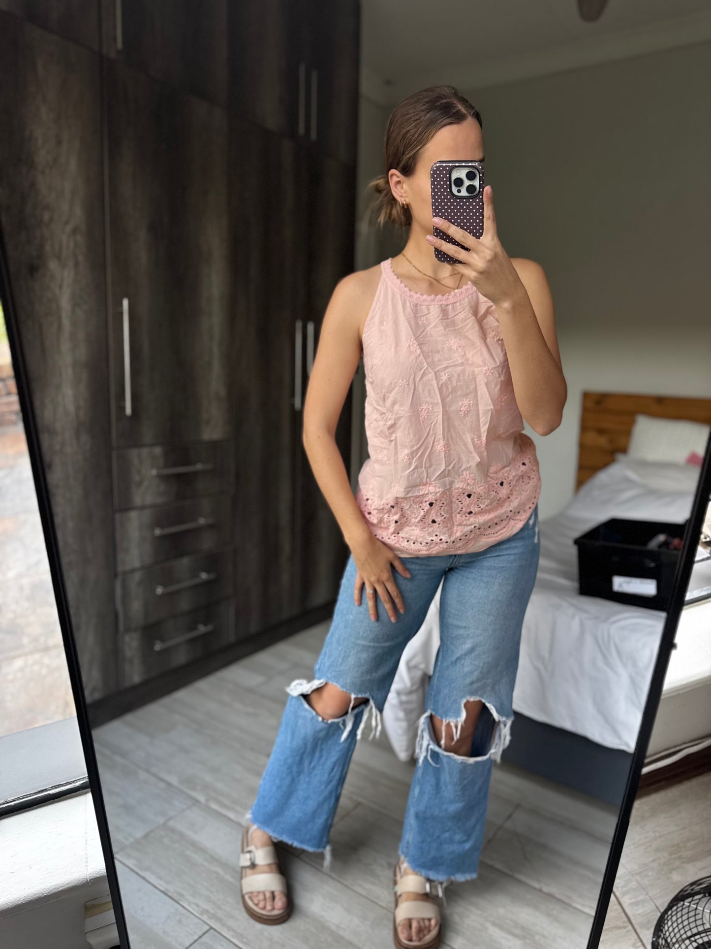 Pink lace top (A)
