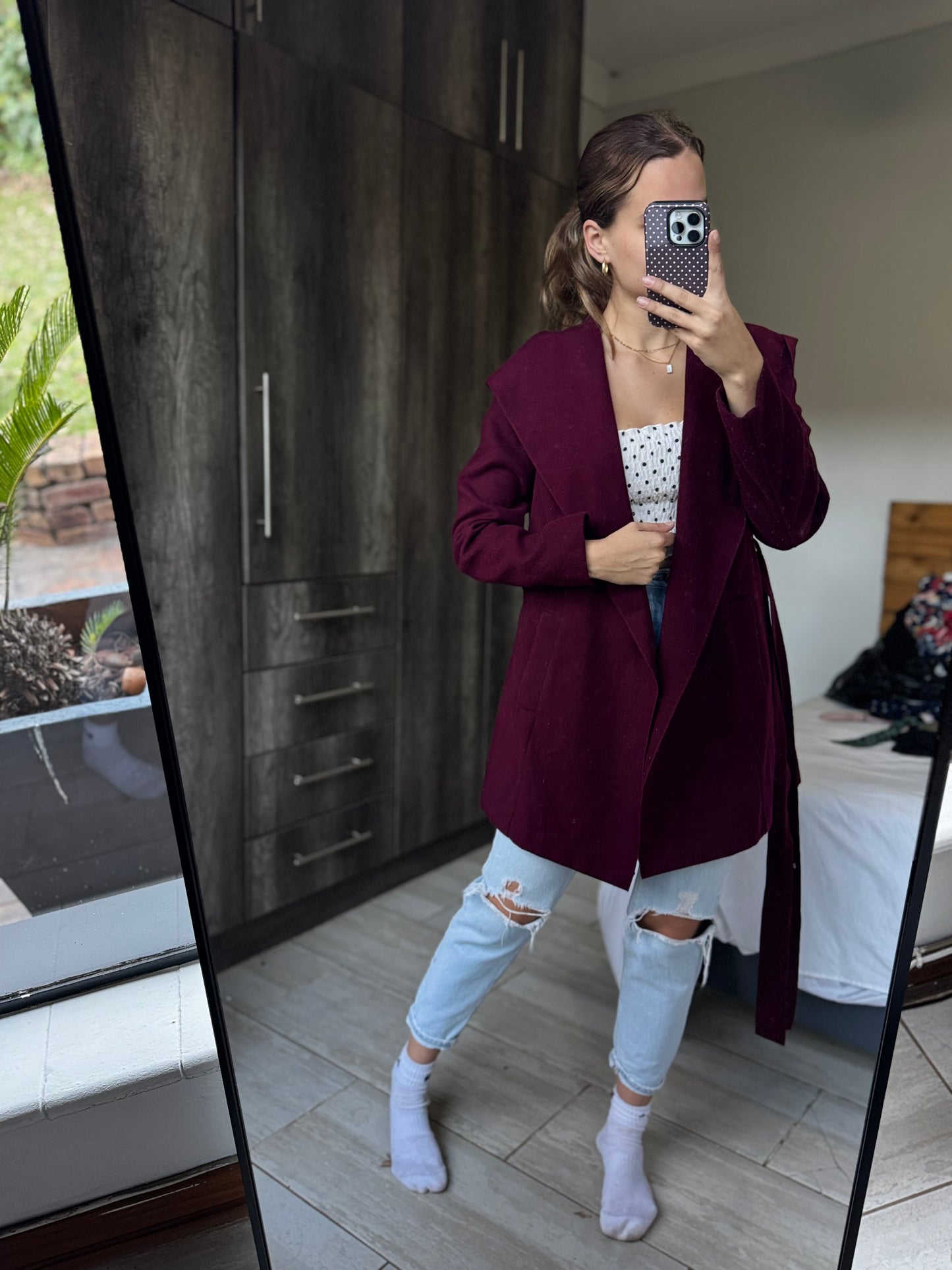 Woolworths burgandy coat (S)