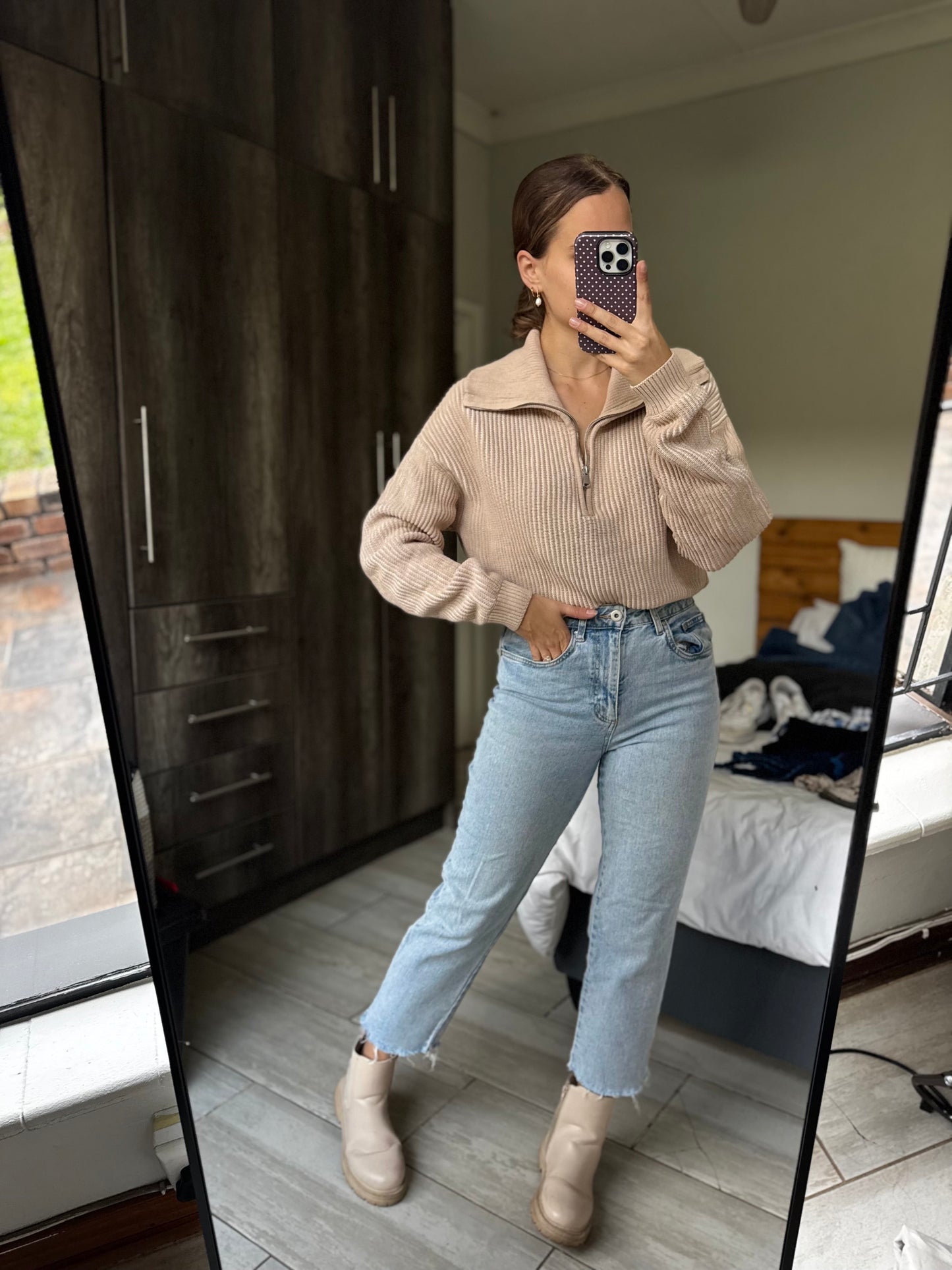 Cotton on beige knitted quarter zip (BB)