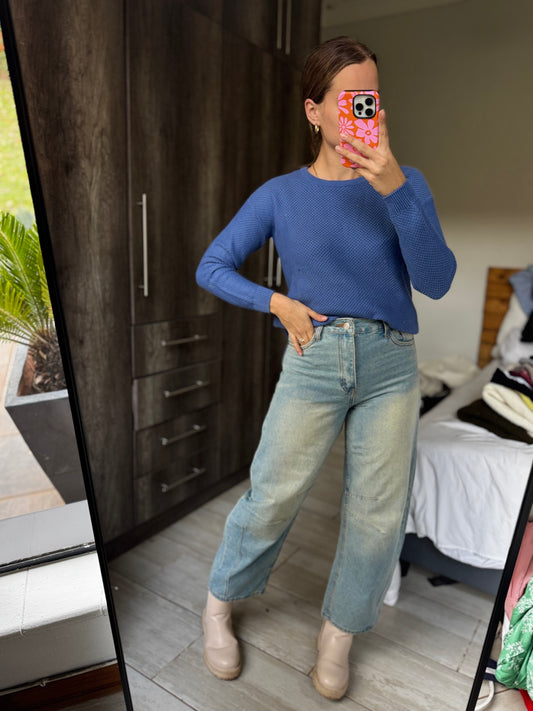 Cotton on blue knit sweater (Q)