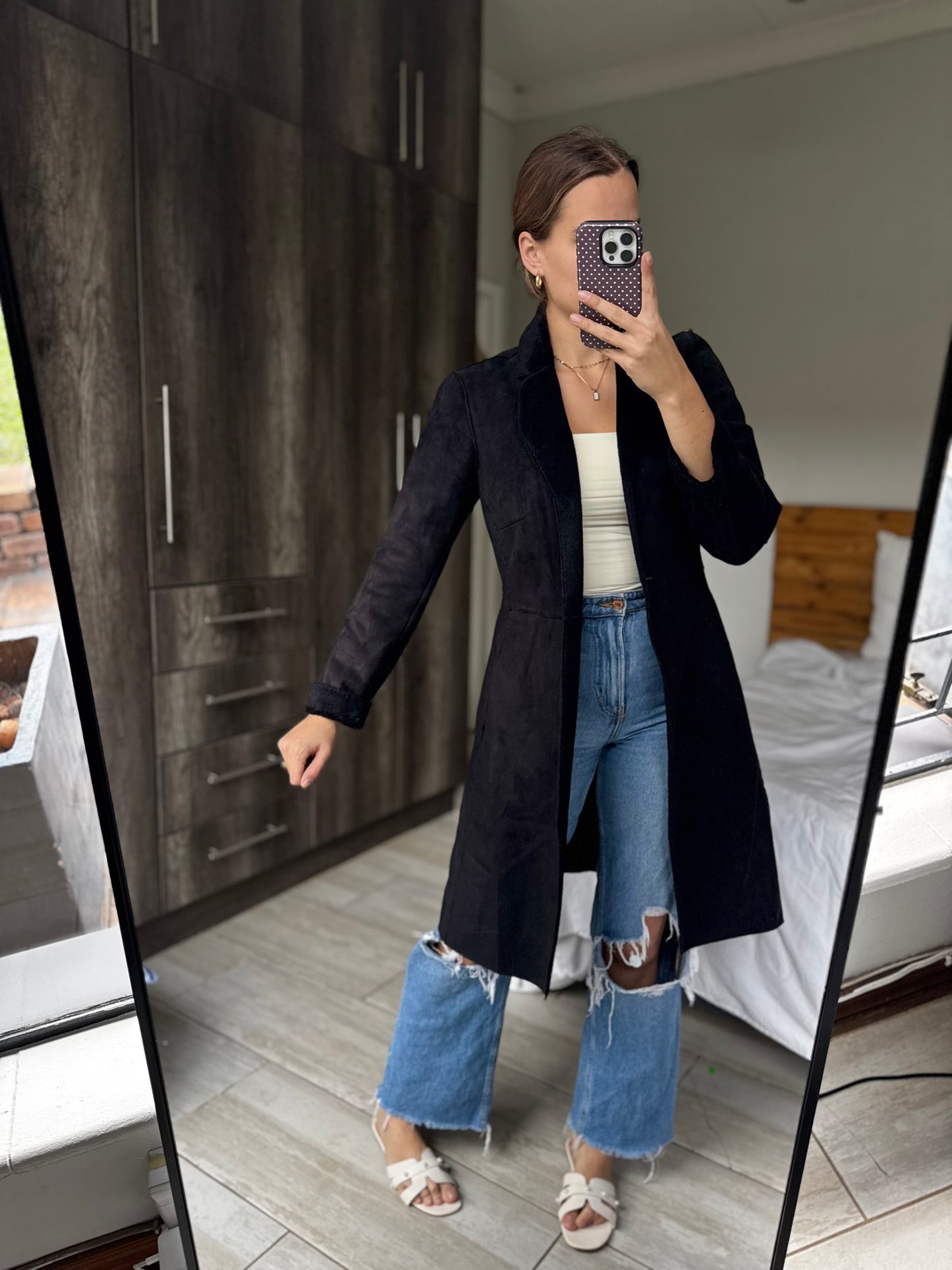 Black suede coat (LL)