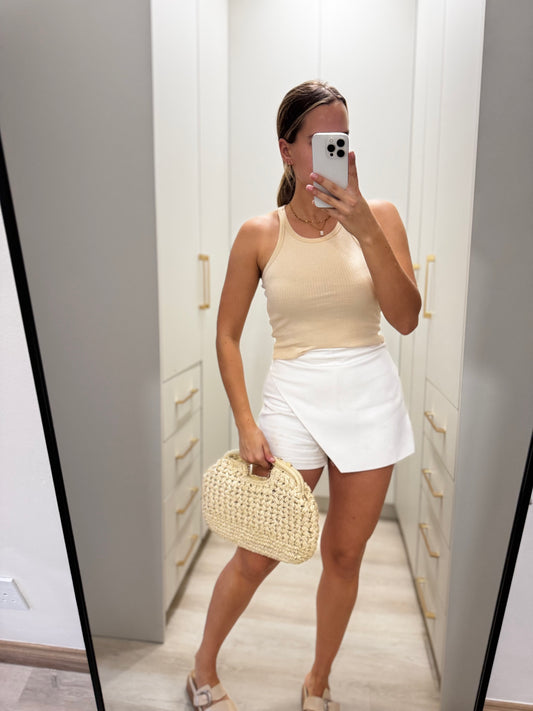 Cotton on cream ribbed tank (O)