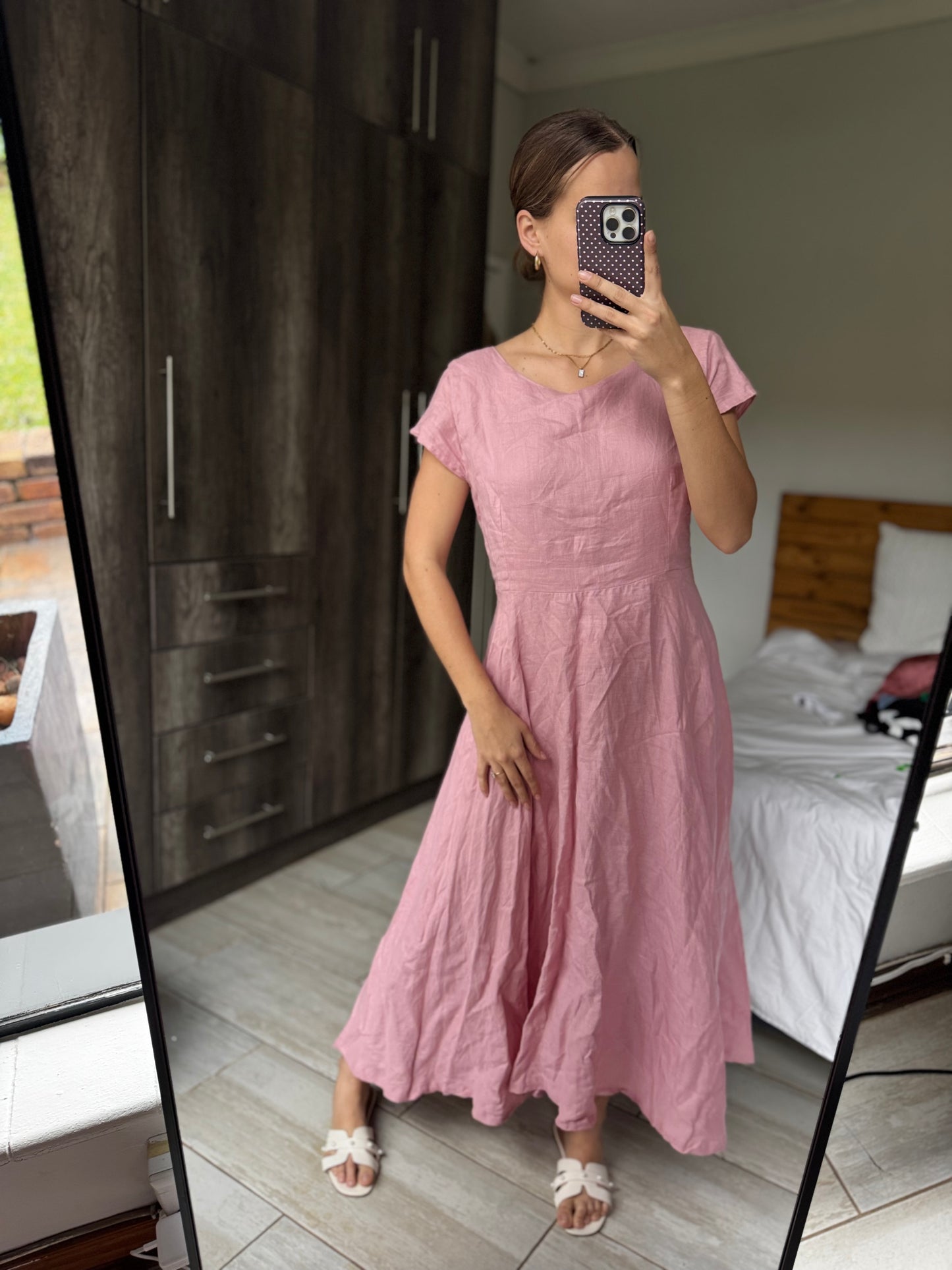 Stunning pink 100% cotton dress (L)