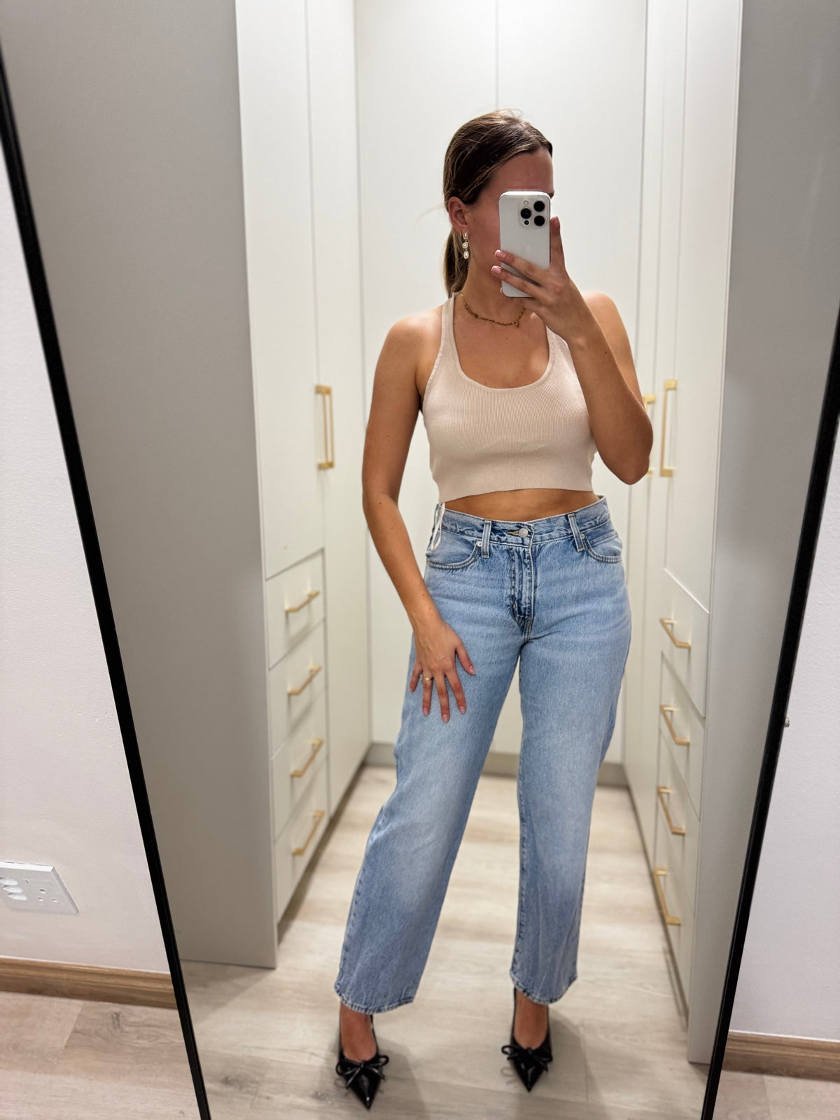 Cotton on cream ribbed halter neck (HH)