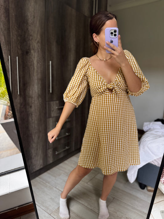 Old Khaki pretty checkered dress (NN)