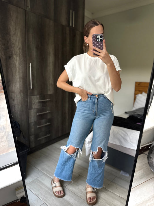 Wafel print cream tee (CC)