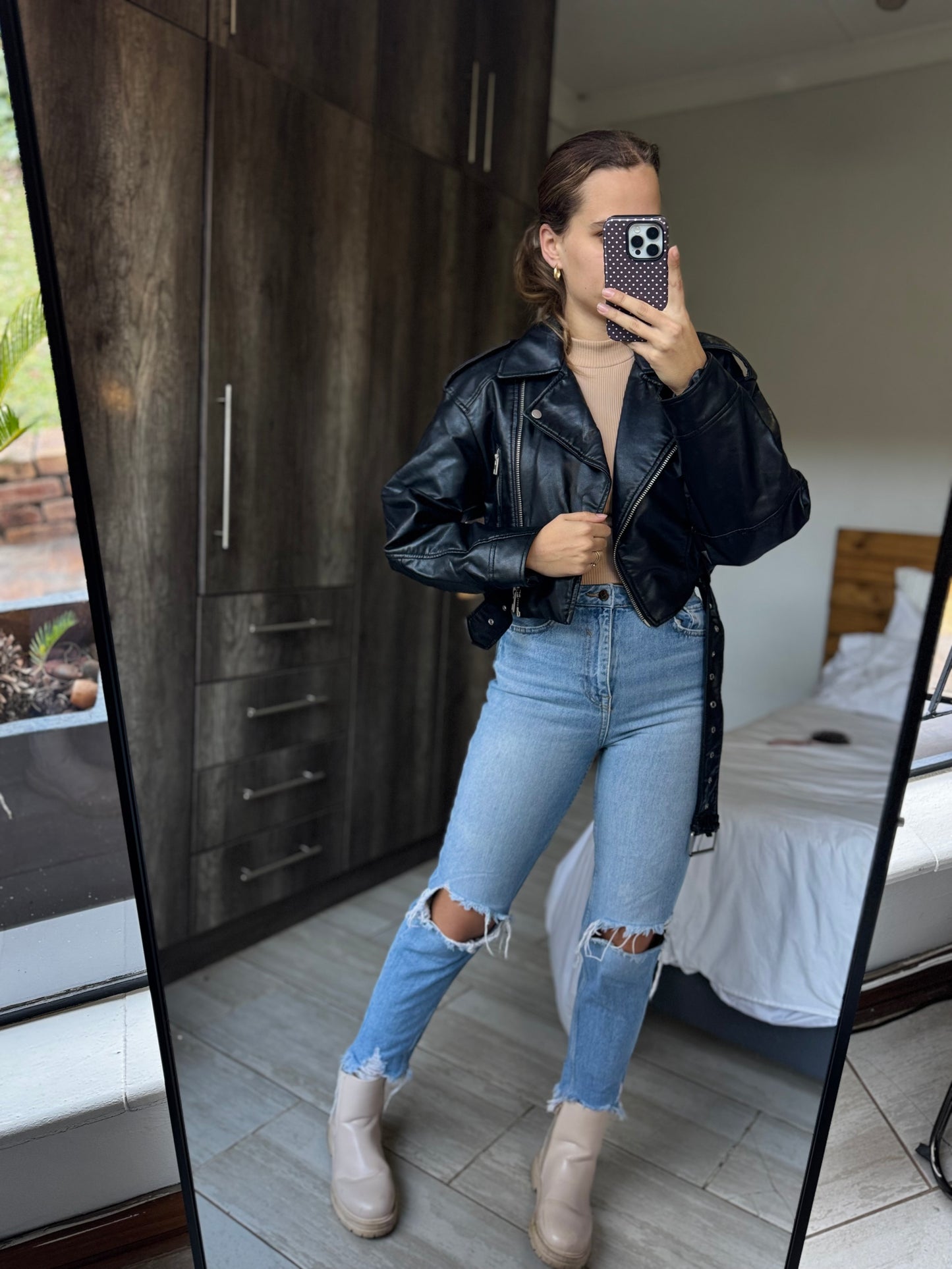 ZARA black leather jacket (SS)