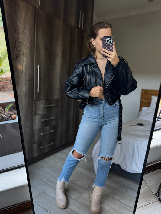 ZARA black leather jacket (SS)