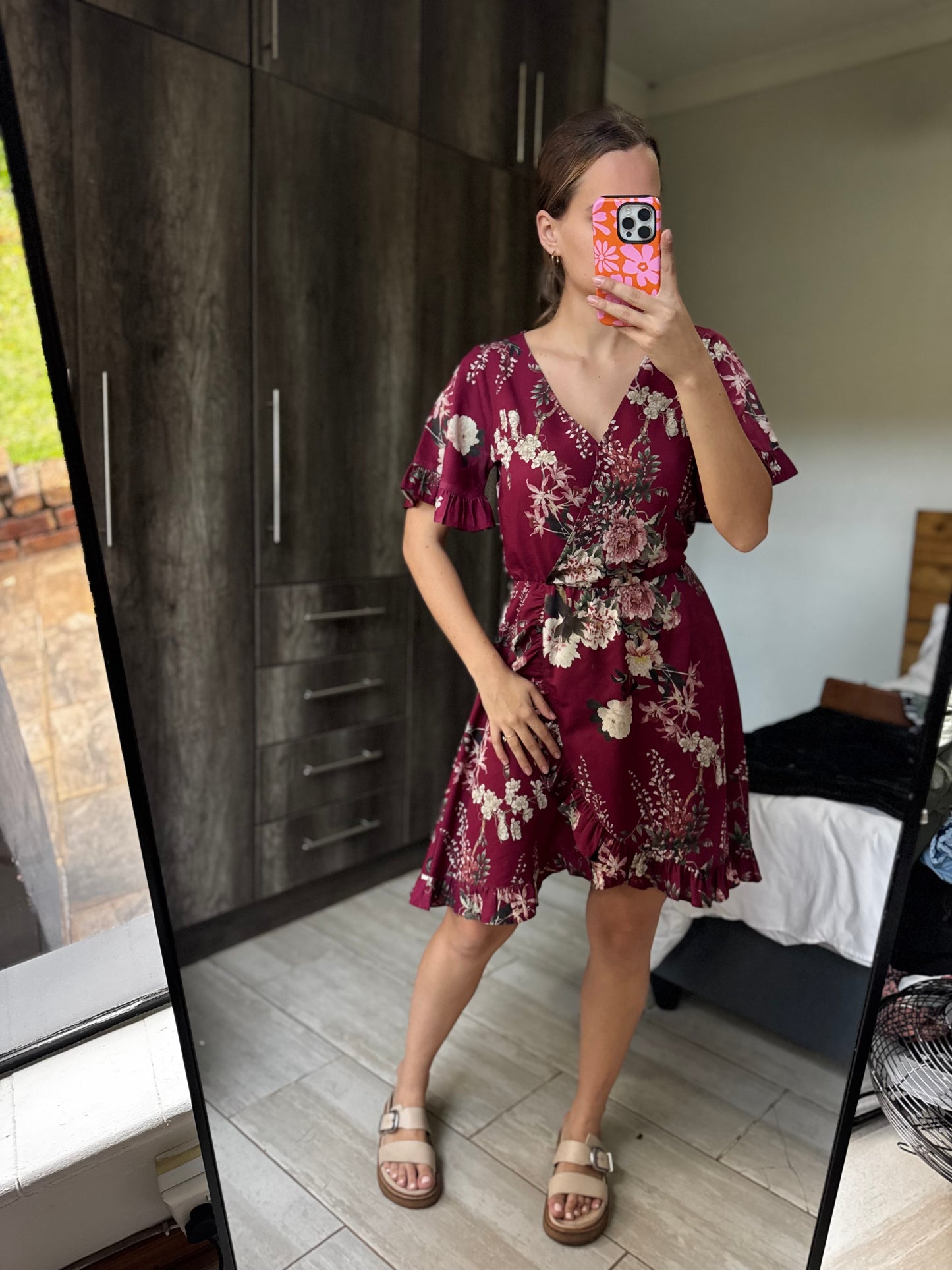 Maroon floral dress (A)