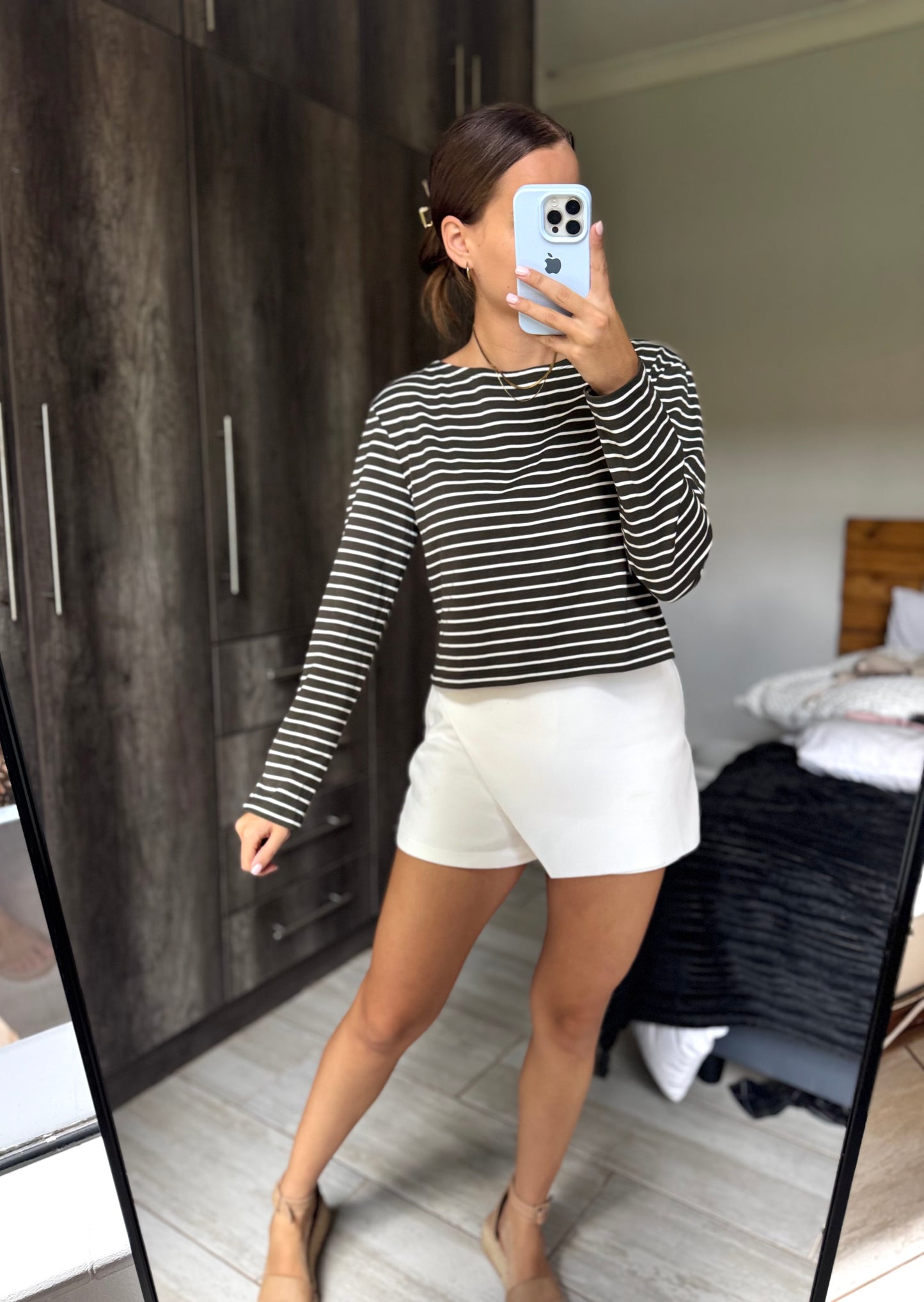 WITCHERY green striped top (HH)