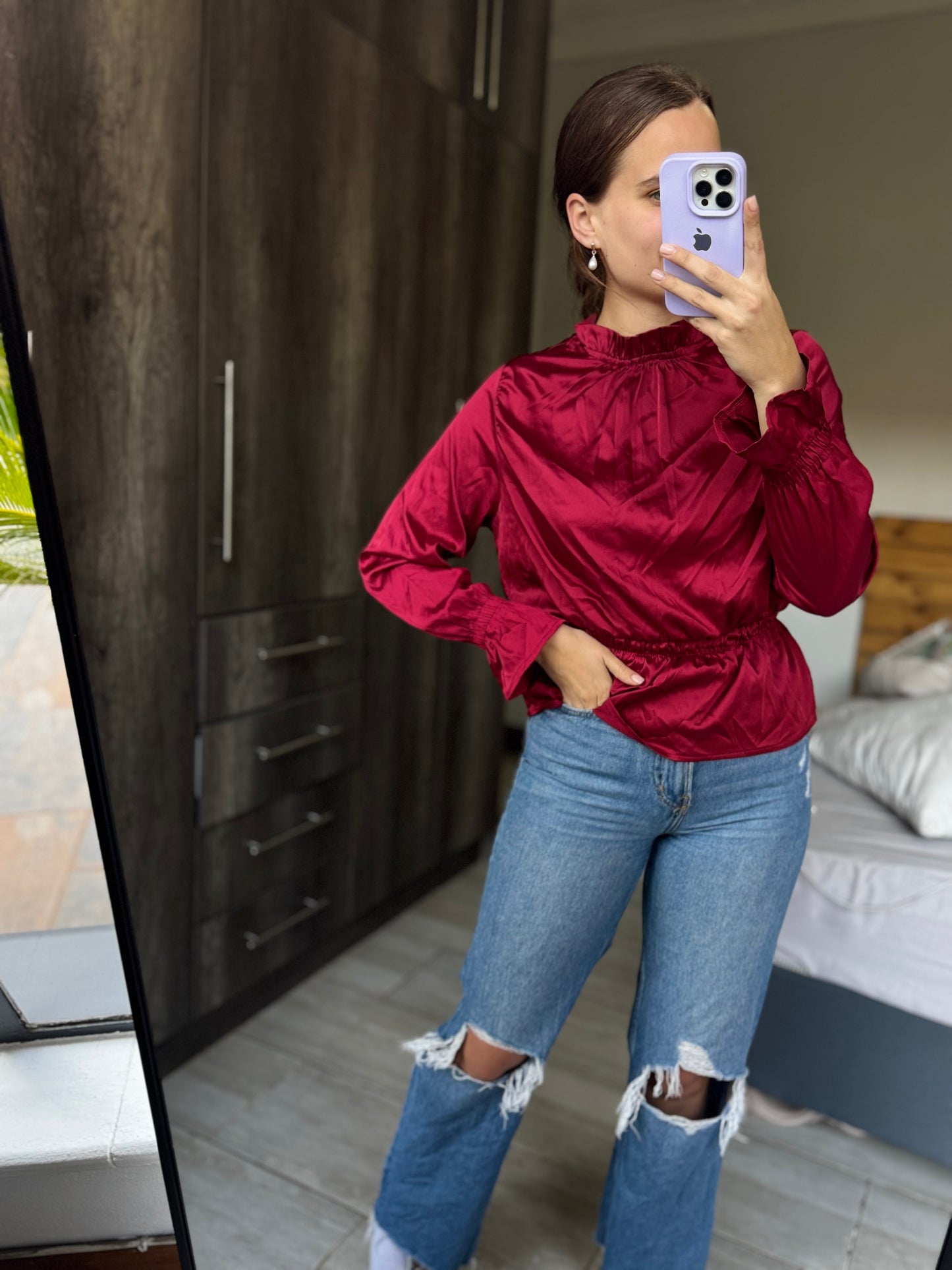 Maroon silky top (TT)