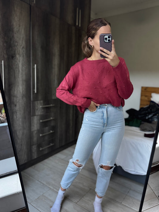 Pink knitted sweater (S)