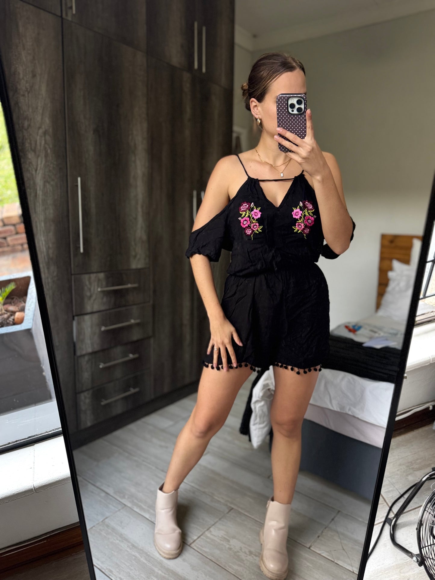 Black floral jumpsuit (A)