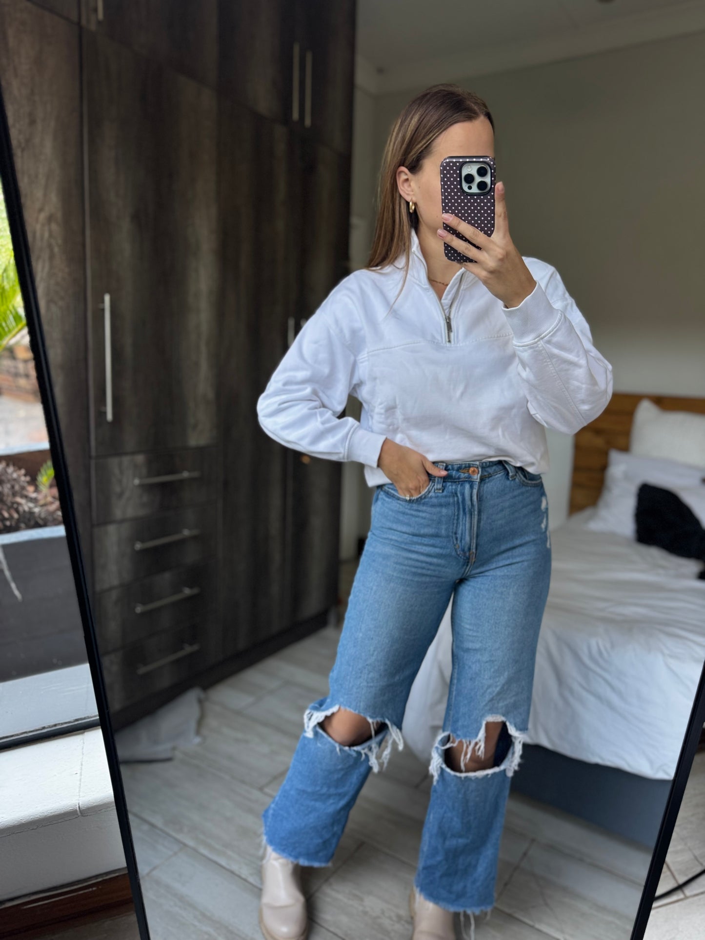 Country Road white half zip sweater