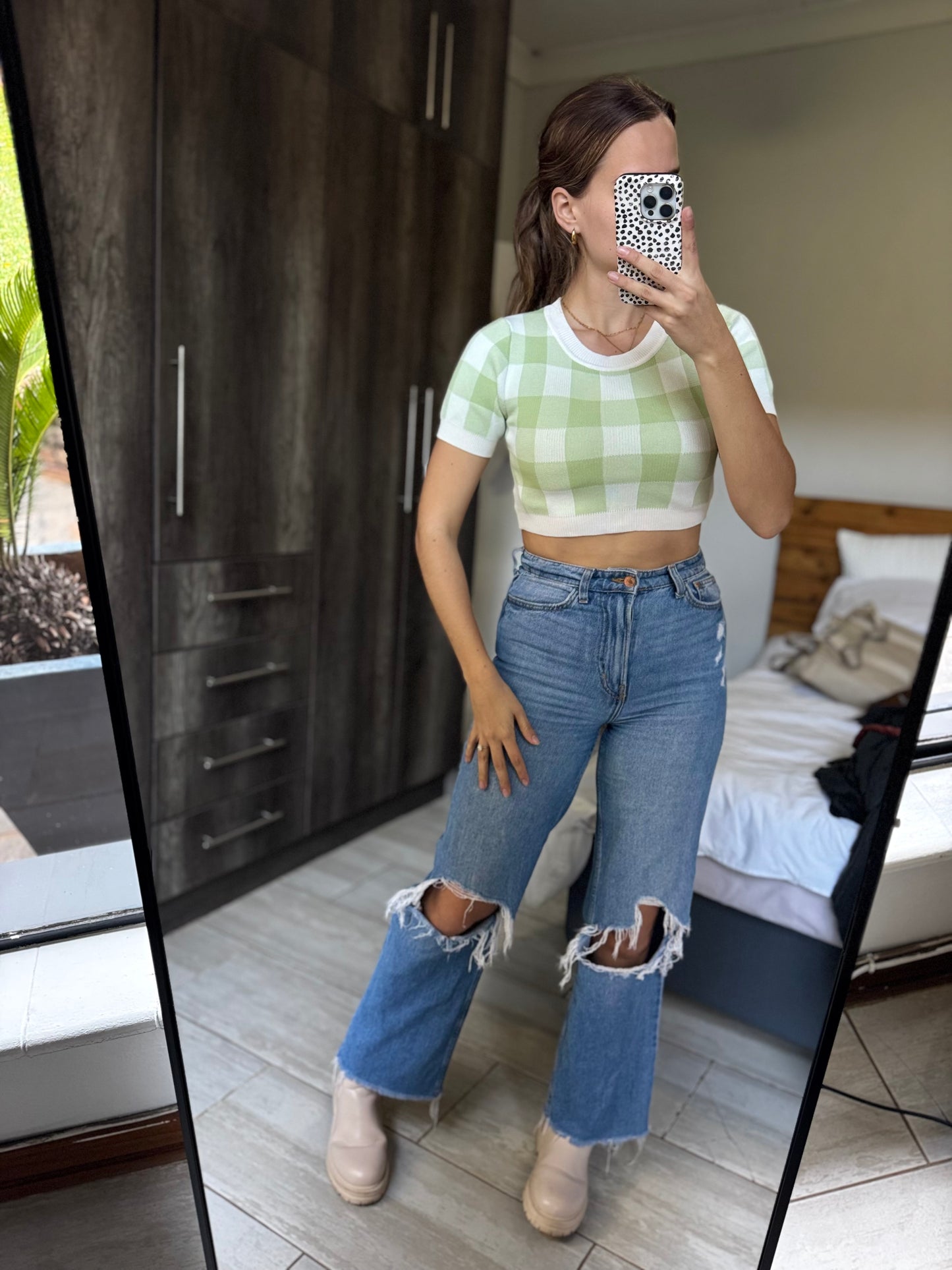 Green checkered top (OO)