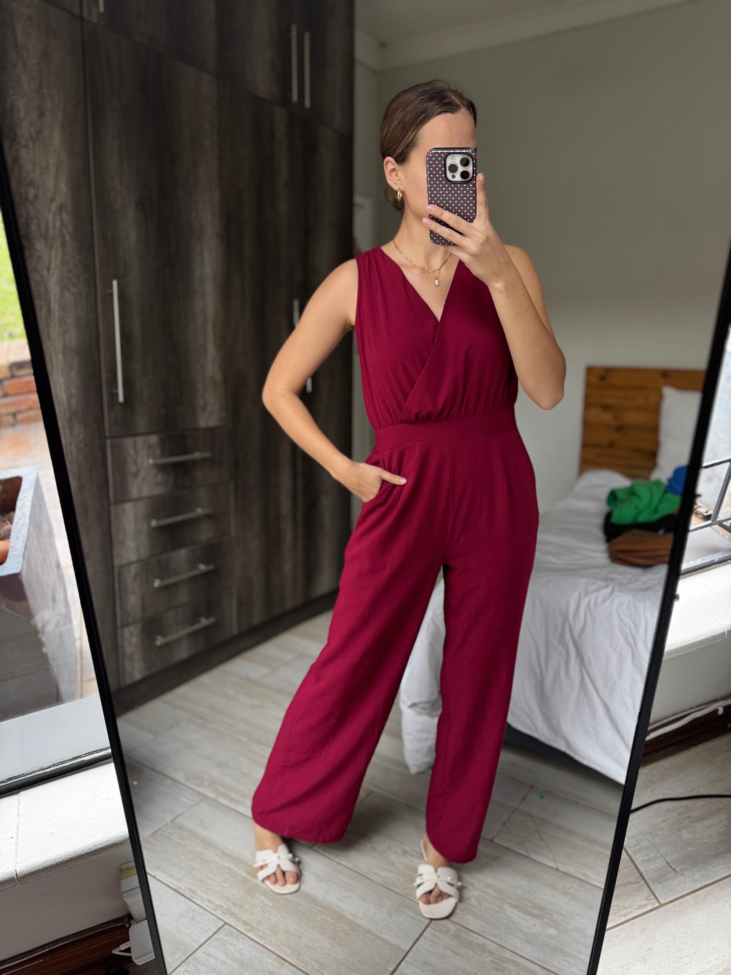 Maroon jumpsuit (L)