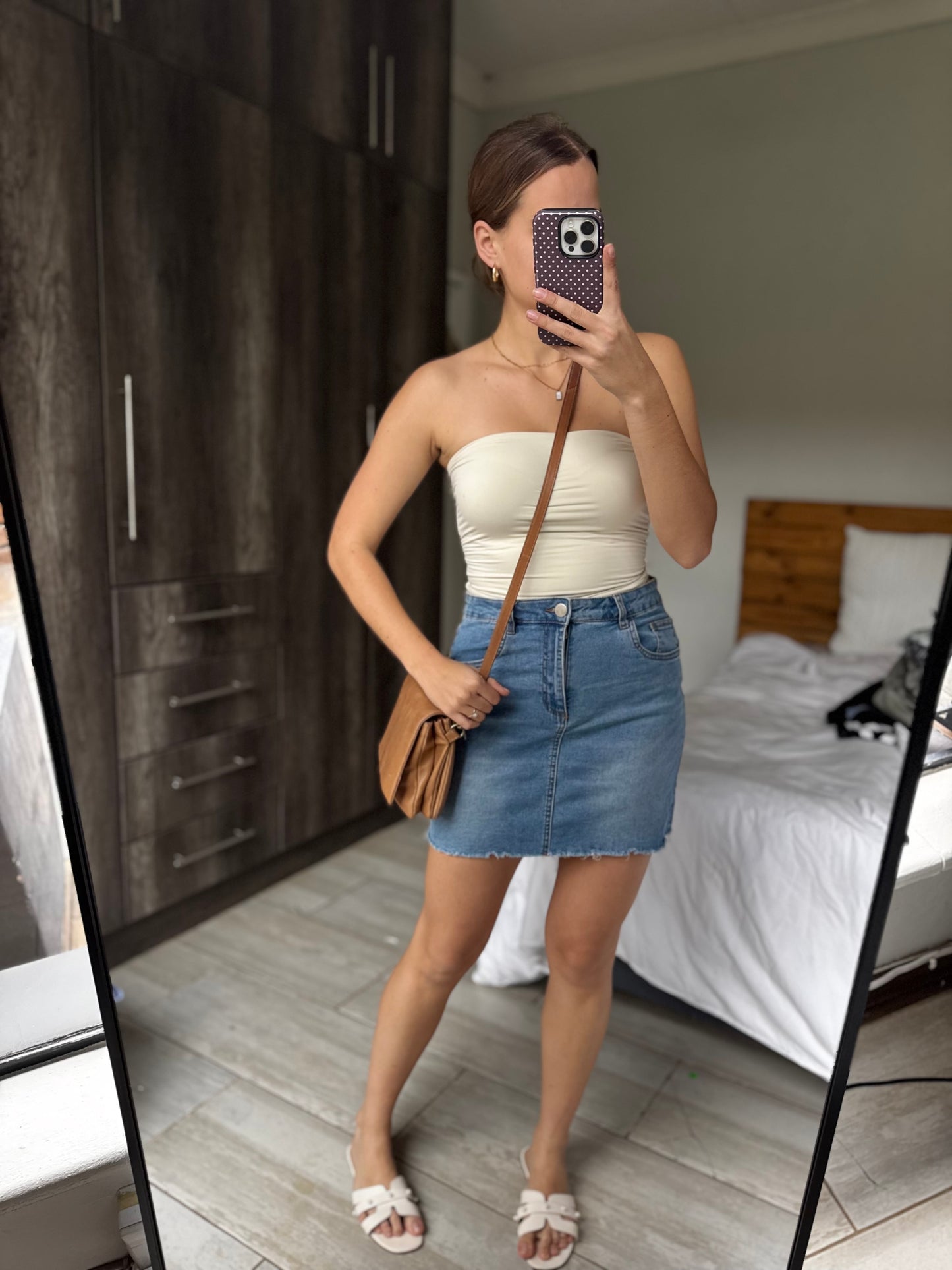 Cotton on denim skirt (L)