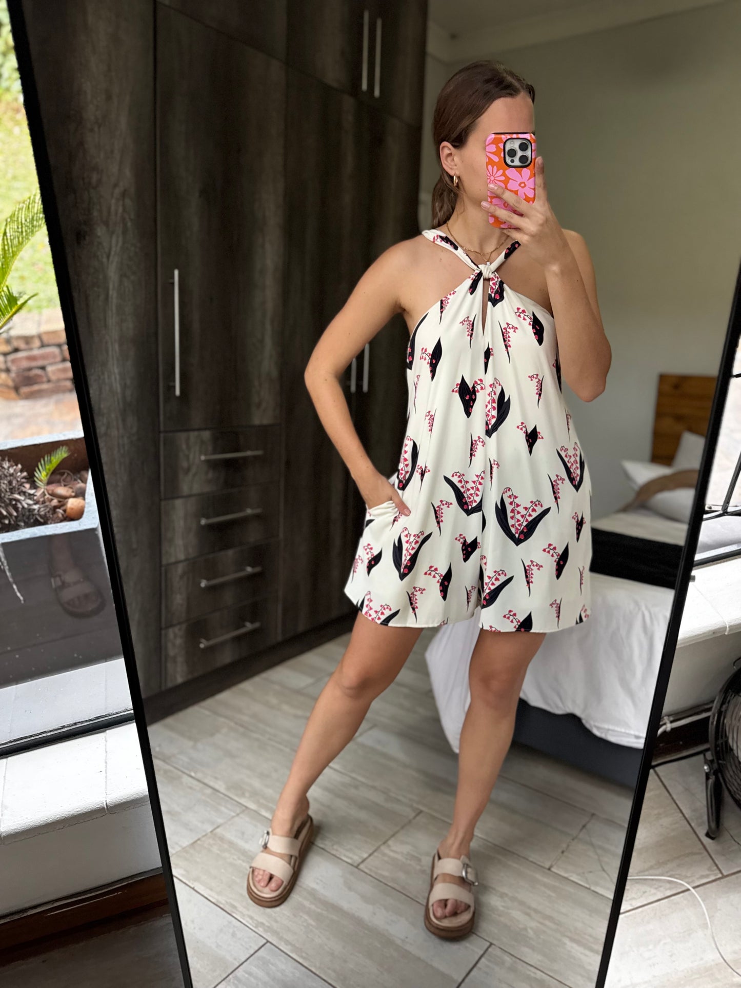 ZARA cream floral jumpsuit (CC)