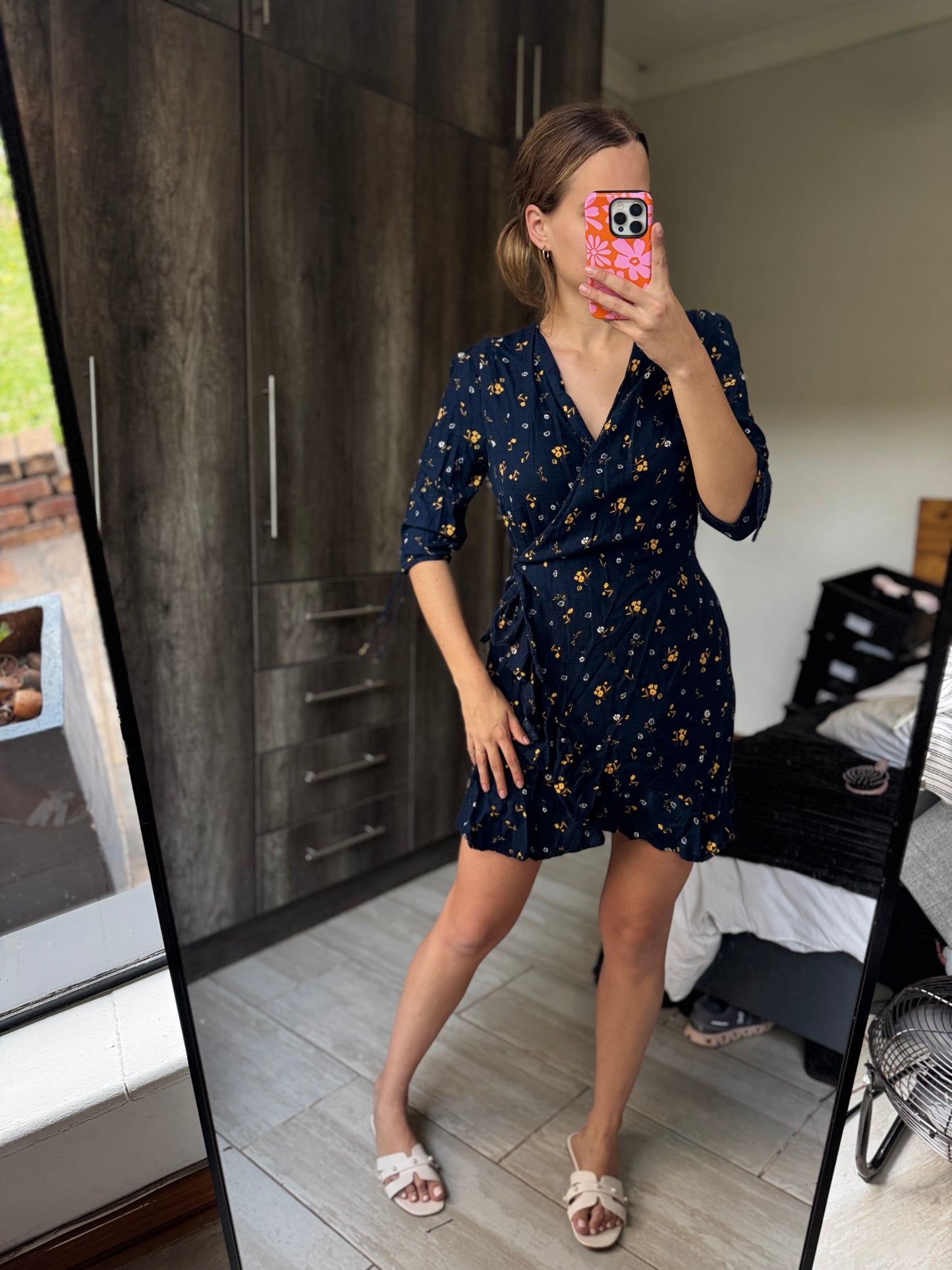 Cotton on floral wrap dress (I)